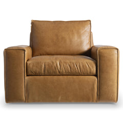 Nest Beige/Tan Leather Swivel Chair - Ornate Home