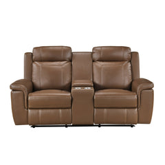 Nest Brown Double Reclining Loveseat With Center Console And Receptacles - Ornate Home