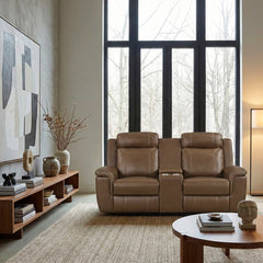 Nest Brown Double Reclining Loveseat With Center Console And Receptacles - Ornate Home