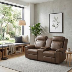 Nest Brown Double Reclining Loveseat With Center Console And Receptacles - Ornate Home