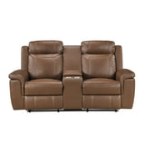 Nest Brown Double Reclining Loveseat With Center Console And Receptacles - Ornate Home