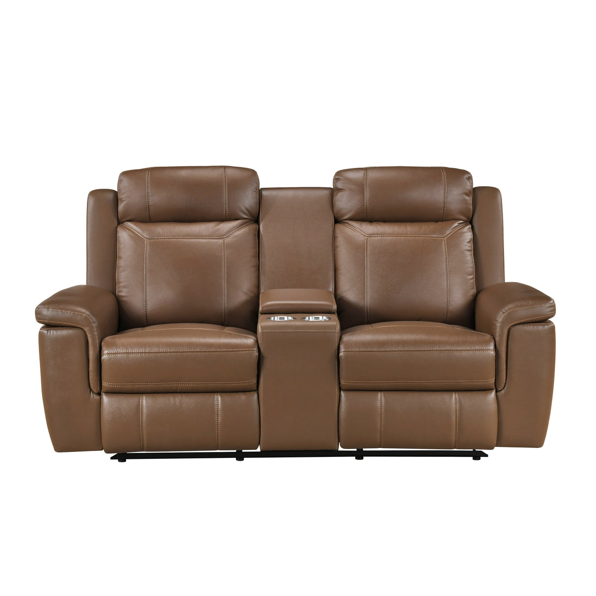 Nest Brown Double Reclining Loveseat With Center Console And Receptacles - Ornate Home