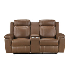 Nest Brown Double Reclining Loveseat With Center Console And Receptacles - Ornate Home