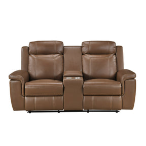 Nest Brown Double Reclining Loveseat With Center Console And Receptacles - Ornate Home