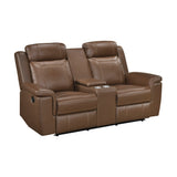 Nest Brown Double Reclining Loveseat With Center Console And Receptacles - Ornate Home