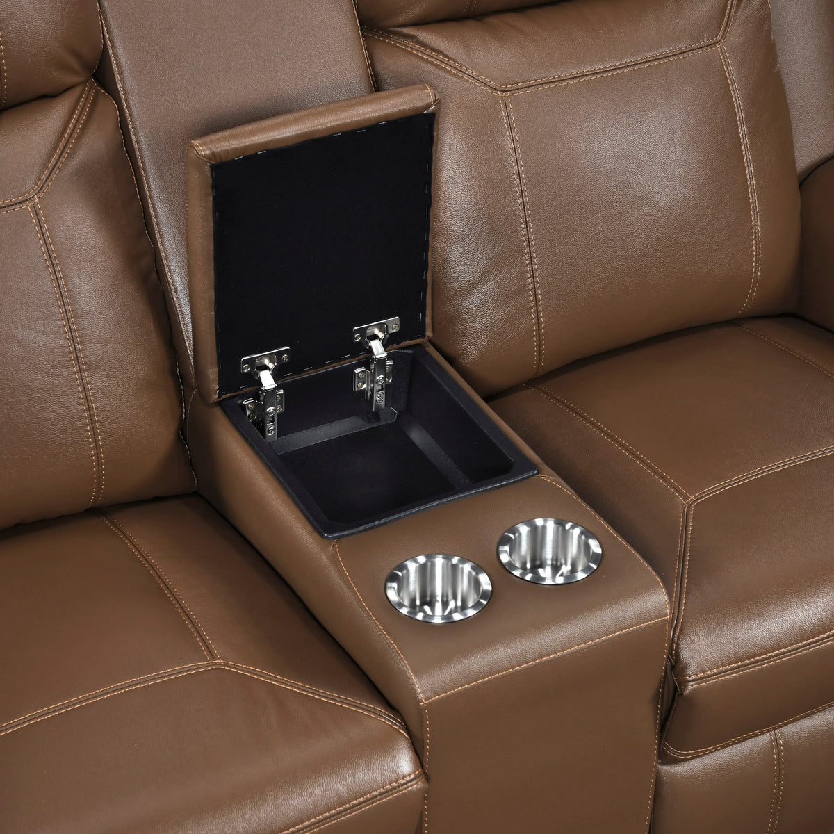 Nest Brown Double Reclining Loveseat With Center Console And Receptacles - Ornate Home