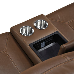 Nest Brown Double Reclining Loveseat With Center Console And Receptacles - Ornate Home