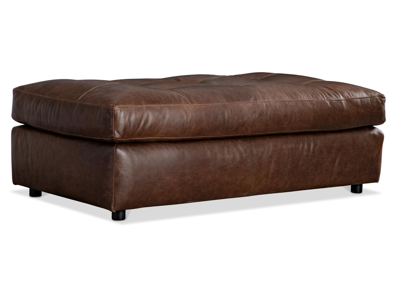 Nest Brown Leather Ottoman - Ornate Home