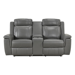 Nest Gray Double Reclining Loveseat With Center Console And Receptacles - Ornate Home