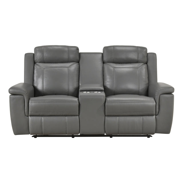 Nest Gray Double Reclining Loveseat With Center Console And Receptacles - Ornate Home