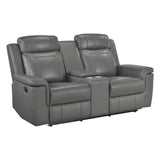 Nest Gray Double Reclining Loveseat With Center Console And Receptacles - Ornate Home