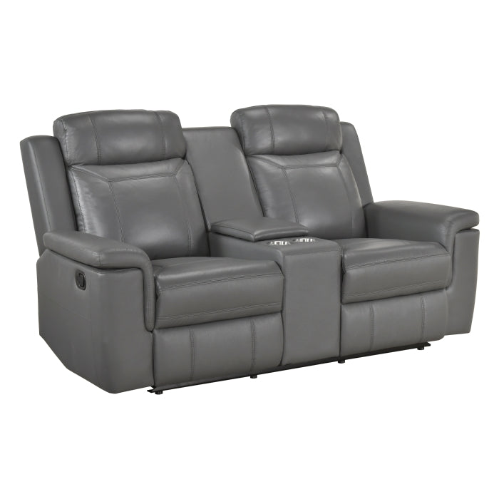 Nest Gray Double Reclining Loveseat With Center Console And Receptacles - Ornate Home