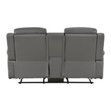 Nest Gray Double Reclining Loveseat With Center Console And Receptacles - Ornate Home