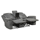 Nest Gray Double Reclining Loveseat With Center Console And Receptacles - Ornate Home