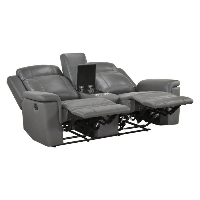 Nest Gray Double Reclining Loveseat With Center Console And Receptacles - Ornate Home