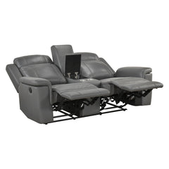 Nest Gray Double Reclining Loveseat With Center Console And Receptacles - Ornate Home