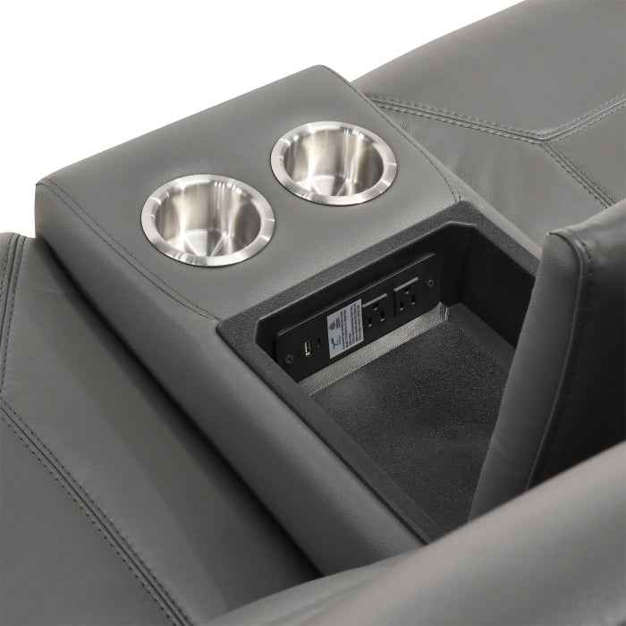 Nest Gray Double Reclining Loveseat With Center Console And Receptacles - Ornate Home