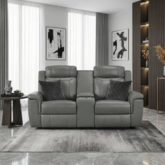Nest Gray Double Reclining Loveseat With Center Console And Receptacles - Ornate Home