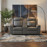Nest Gray Double Reclining Loveseat With Center Console And Receptacles - Ornate Home