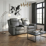 Nest Gray Double Reclining Loveseat With Center Console And Receptacles - Ornate Home