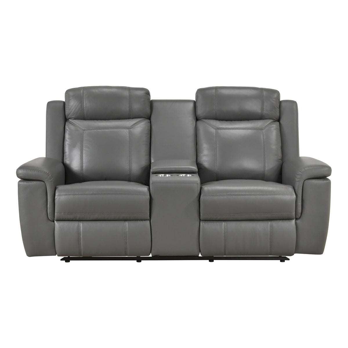 Nest Gray Double Reclining Loveseat With Center Console And Receptacles - Ornate Home