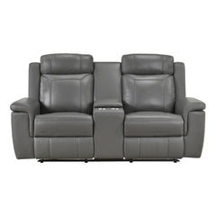 Nest Gray Double Reclining Loveseat With Center Console And Receptacles - Ornate Home