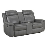 Nest Gray Double Reclining Loveseat With Center Console And Receptacles - Ornate Home