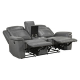 Nest Gray Double Reclining Loveseat With Center Console And Receptacles - Ornate Home