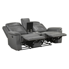 Nest Gray Double Reclining Loveseat With Center Console And Receptacles - Ornate Home