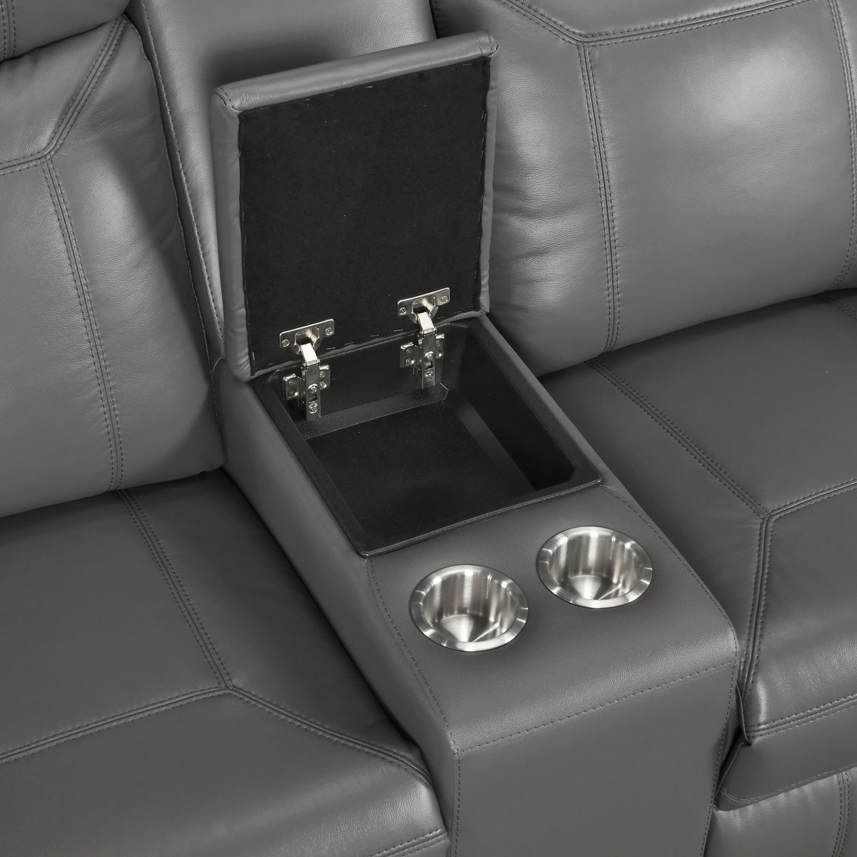 Nest Gray Double Reclining Loveseat With Center Console And Receptacles - Ornate Home