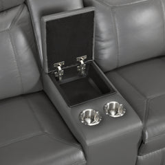 Nest Gray Double Reclining Loveseat With Center Console And Receptacles - Ornate Home