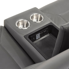 Nest Gray Double Reclining Loveseat With Center Console And Receptacles - Ornate Home