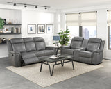 Nest Gray Double Reclining Loveseat With Center Console And Receptacles - Ornate Home