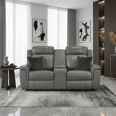Nest Gray Double Reclining Loveseat With Center Console And Receptacles - Ornate Home