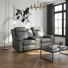 Nest Gray Double Reclining Loveseat With Center Console And Receptacles - Ornate Home