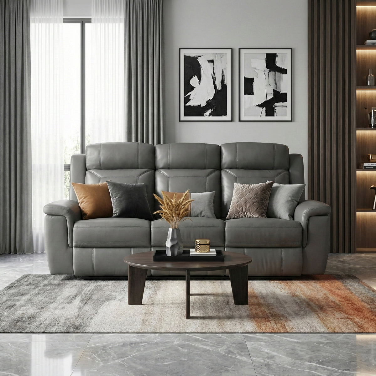 Nest Gray Double Reclining Sofa - Ornate Home