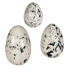 Nest Trio Black/White Indoor-Outdoor Stone Eggs (Set of 3) - Ornate Home