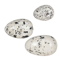 Nest Trio Black/White Indoor-Outdoor Stone Eggs (Set of 3) - Ornate Home