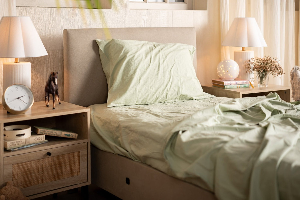 Kids Crinkle Percale Organic Cotton Sheet Set + Pillowcase