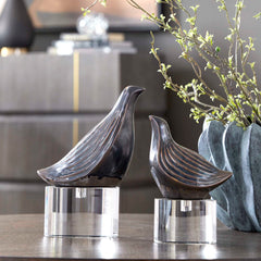 Nesting Bird Gray Sculptures (Set of 2) - Ornate Home