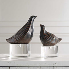 Nesting Bird Gray Sculptures (Set of 2) - Ornate Home
