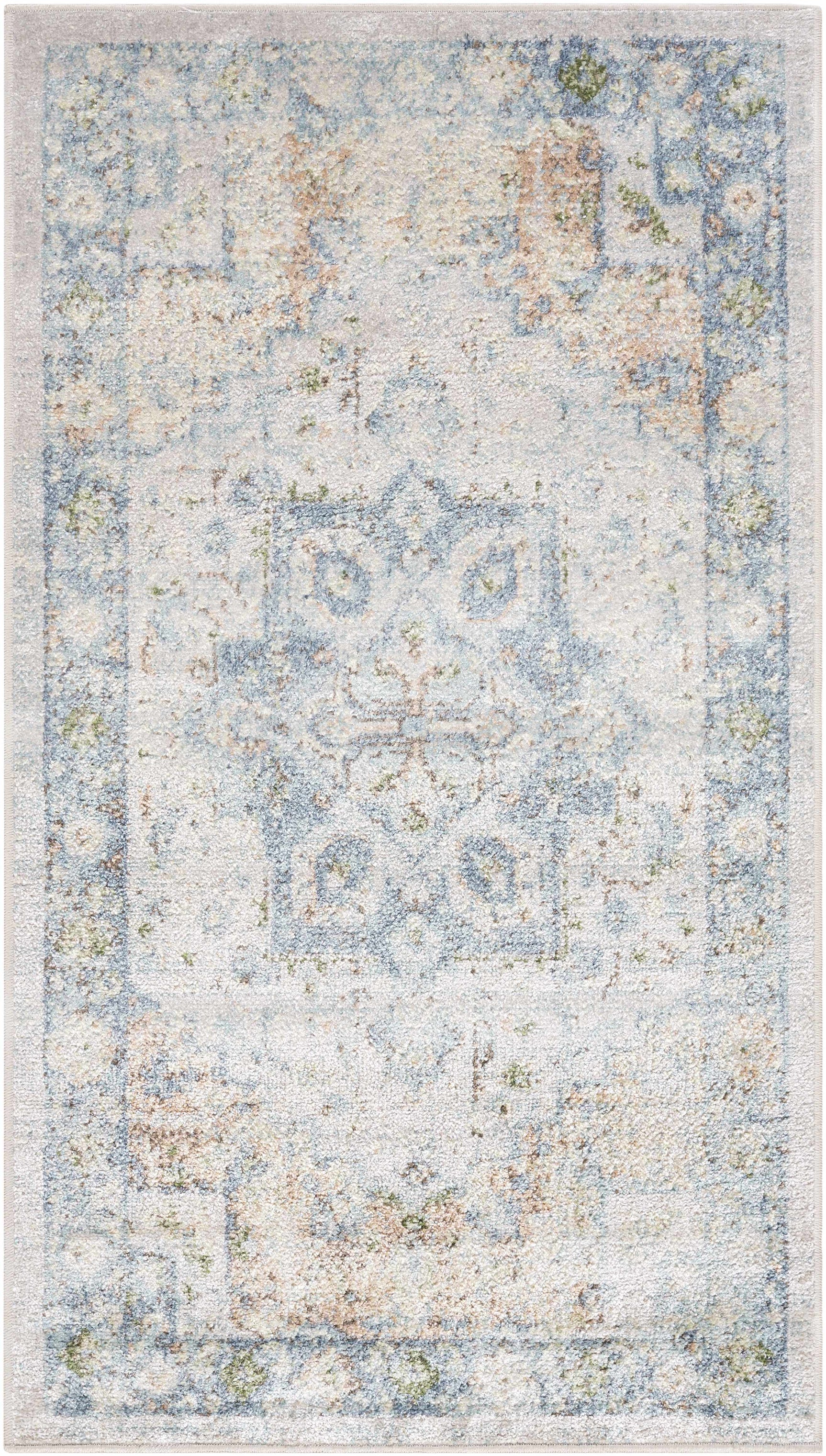 Neta Orange & Light Blue Washable Area Rug - Clearance - Ornate Home