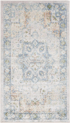 Neta Orange & Light Blue Washable Area Rug - Clearance - Ornate Home