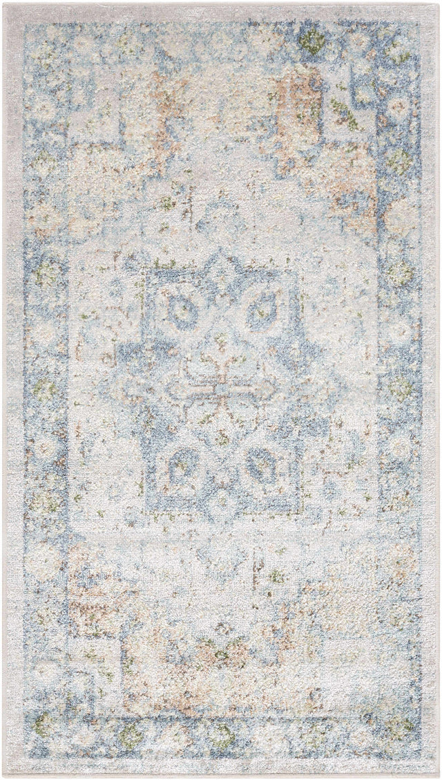 Neta Orange & Light Blue Washable Area Rug - Clearance - Ornate Home