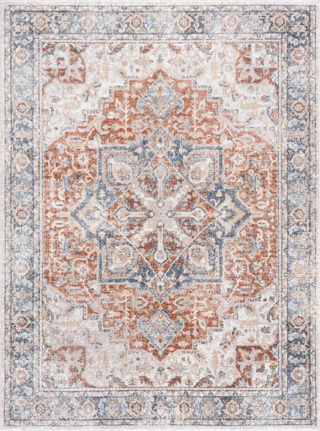 Neta Red & Blue Flat Pile Washable Rug - Clearance - Ornate Home