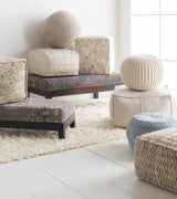 Netcong Tan Jute Pouf - Ornate Home