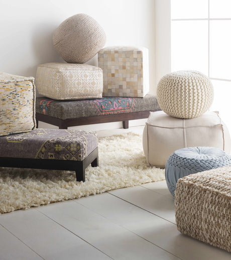 Netcong Tan Jute Pouf - Ornate Home