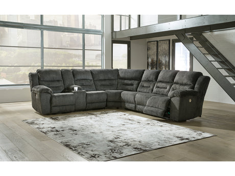 Nettington Smoke 4-Piece Power Reclining Sectional - Ornate Home
