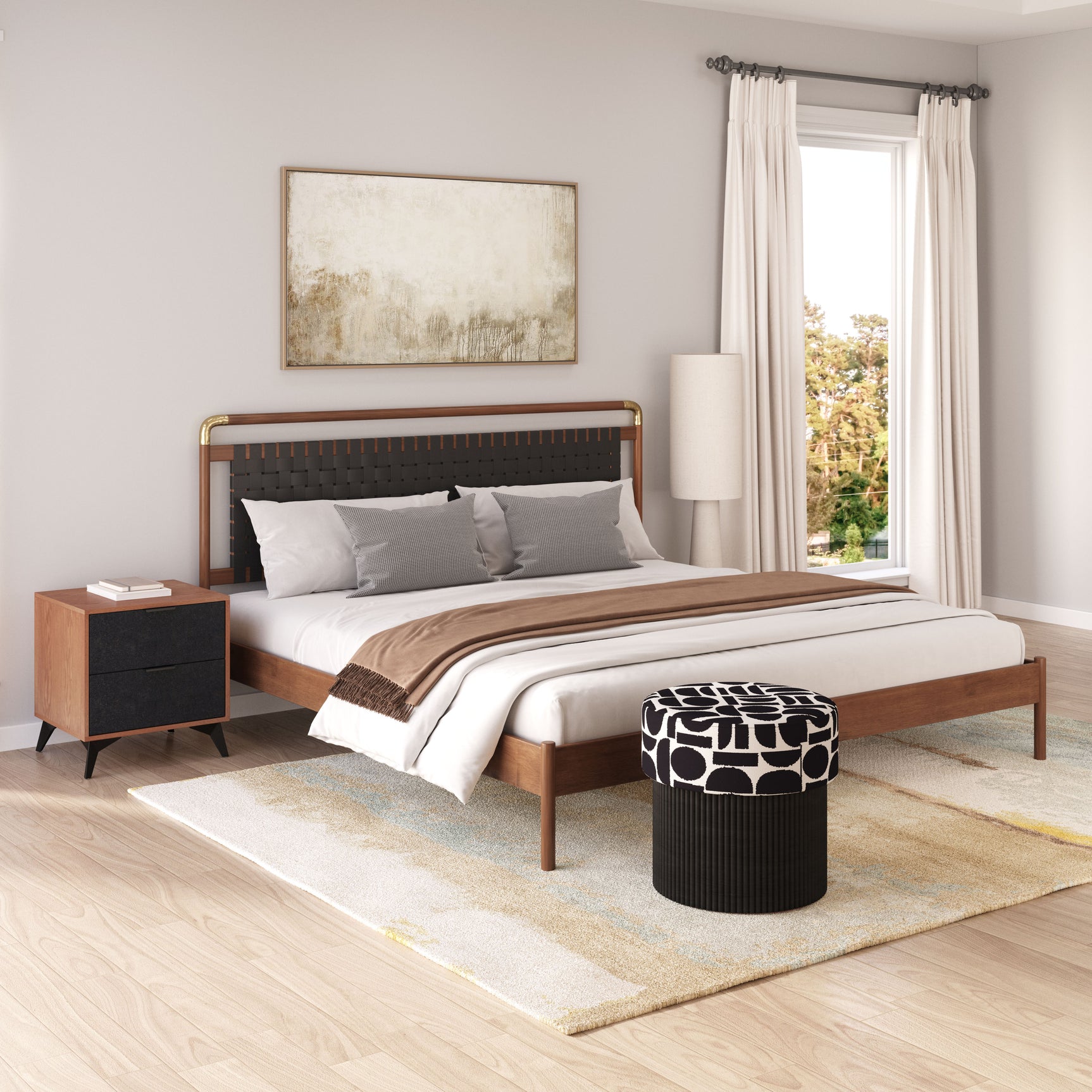Netz Black & Walnut King Bed - Ornate Home
