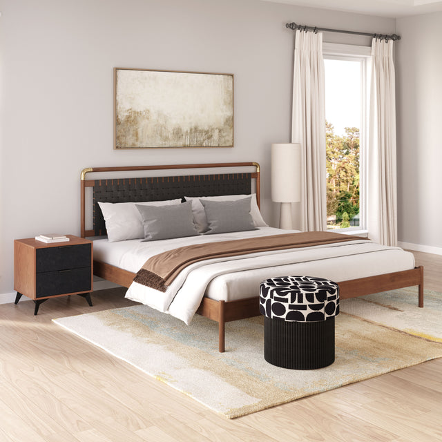 Netz Black & Walnut King Bed - Ornate Home